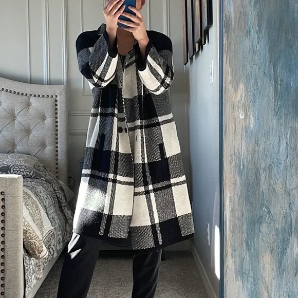 100% Merino Wool Pendleton Block Plaid  Coatigan Sweater Size Large - Picture 2 of 16